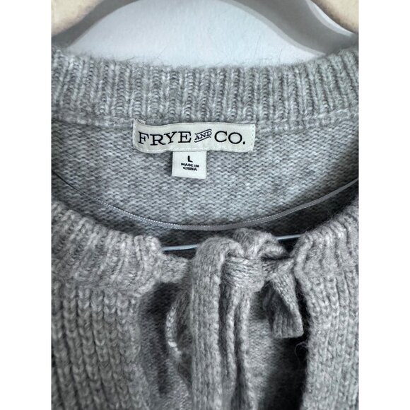 Frye and Co. split crew neck long sleeve pullover sweater size‎ L puff shoulder - Picture 6 of 6